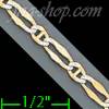 14K Gold Stamped Assorted White Pave IC Chain 7" 3.6mm