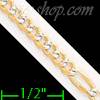 14K Gold Figaro 10+7 White Pave Chain 18" 3.1mm