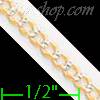 14K Gold Figaro 10+7 White Pave Chain 18" 2.4mm