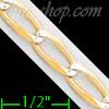 14K Gold Open Link 1/1 White Pave Chain 8" 4.7mm