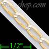 14K Gold Open Link 1/1 White Pave Chain 24" 4mm