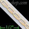 14K Gold Open Link 1/1 White Pave Chain 7" 3.1mm