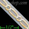 14K Gold Figaro 1+1 White Pave Chain 7" 3.9mm