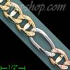 14K Gold Ficonucci 3Color Chain 22" 9mm