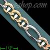 14K Gold Ficonucci 3Color Chain 8.5" 8mm