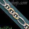 14K Gold Ficonucci 3Color Chain 26" 6.4mm