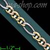 14K Gold Ficonucci 3Color Chain 20" 5.2mm