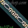 14K Gold Ficonucci 3Color Chain 7.5" 4.4mm