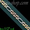 14K Gold Ficonucci 3Color Chain 7" 3.4mm