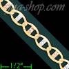 14K Gold Flat Mariner 3Color Chain 24" 5.1mm