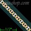 14K Gold Flat Mariner 3Color Chain 7" 3mm