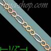 14K Gold Figaro 3+1 3Color Chain 18" 2.3mm