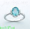 14K Gold Diamond 0.05ct / Blue Topaz 1.5ct Colored Stone Ring