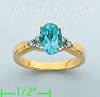 14K Gold Diamond ct / Blue Topaz 1.5ct Colored Stone Ring