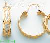 14K Gold Swiss Cut & Designed Hoop Earrings