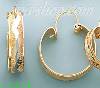 14K Gold Swiss Cut & Designed Hoop Earrings