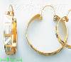 14K Gold Swiss Cut & Designed Hoop Earrings