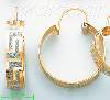 14K Gold Swiss Cut & Designed Hoop Earrings