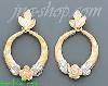 14K Gold 3Color Dia-Cut Earrings