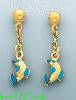 14K Gold Italian Enamel Earrings