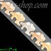 14K Gold Elephants 3Color Stampato Bracelet 7.25"