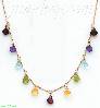 14K Gold Fancy Colored Stone Sets Necklace 17"