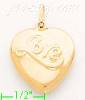 14K Gold Love Heart Italian Charm Pendant