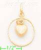 14K Gold Heart in Circle Italian Charm Pendant