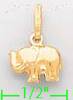 14K Gold Elephant Italian Charm Pendant