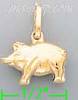 14K Gold Pig Italian Charm Pendant