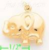 14K Gold Elephant Italian Charm Pendant