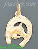 14K Gold Horseshoe & Horse Head Italian Charm Pendant