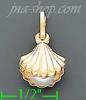 14K Gold Seashell w/Pearl Italian Charm Pendant