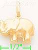 14K Gold Elephant Italian Charm Pendant