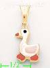 14K Gold Duck Enamel Charm Pendant