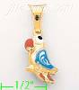 14K Gold Pelican Enamel Charm Pendant