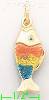 14K Gold Multi-color Fish Enamel Charm Pendant