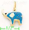 14K Gold Elephant Enamel Charm Pendant