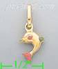 14K Gold Dolphin Enamel Charm Pendant