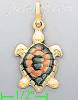 14K Gold Sea Turtle Enamel Charm Pendant