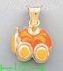 14K Gold Old Car Enamel Charm Pendant