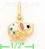 14K Gold Elephant Enamel Charm Pendant