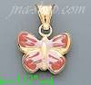 14K Gold Butterfly Enamel Charm Pendant