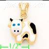 14K Gold Cow Enamel Charm Pendant