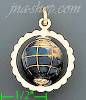 14K Gold 3D Spinning World Globe Enamel Charm Pendant