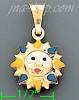 14K Gold Sun Enamel Charm Pendant