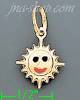 14K Gold Sun Enamel Charm Pendant