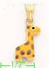 14K Gold Giraffe Enamel Charm Pendant