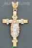 14K Gold Virgin of Guadalupe Crucifix CZ Cross Charm Pendant