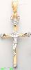 14K Gold Crucifix w/Crown CZ Cross Charm Pendant